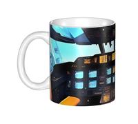 LMNGH Airplane Cockpit Ceramic Coffee Mug 11oz Novelty Tea Cup With Handle Coffee Cup For Men Women Office Work