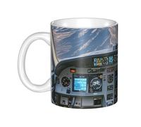 LMNGH Airplane Cockpit Ceramic Coffee Mug 11oz Novelty Tea Cup With Handle Coffee Cup For Men Women Office Work