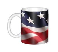 LMNGH American Flag Ceramic Coffee Mug 11oz Novelty Tea Cup With Handle Coffee Cup For Men Women Office Work