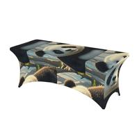 LMNGH Anime Panda Decorative Tablecloth Protector for Wedding, Banquet & Parties6FT Spandex Rectangle Tablecloths, Stretch Washable Table Cloth Wrinkle Free Patio Table Cover