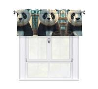 LMNGH Anime Panda Face Curtain Valance for Windows,Kitchen Window Curtains Blackout Drapes Window Treatments Decorative Rod Pocket Short Curtain for Living Room Bedroom,54" W x 18" L