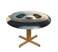 LMNGH Anime Panda Face Round Spandex Tablecloth 35 Inch, Elastic Fitted Waterproof Tablecloths Stretch Washable Picnic Table Cover for Camping, Dining, Indoor and Outdoor