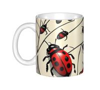 LMNGH Art Ladybug Ceramic Coffee Mug 11oz Novelty Tea Cup With Handle Coffee Cup For Men Women Office Work