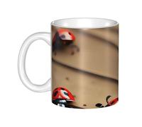 LMNGH Art Ladybug Tracks Ceramic Coffee Mug 11oz Novelty Tea Cup With Handle Coffee Cup For Men Women Office Work