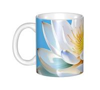LMNGH Asian Lotu‘s Pattern Ceramic Coffee Mug 11oz Novelty Tea Cup With Handle Coffee Cup For Men Women Office Work