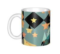 LMNGH Atomic Stars Retro Pattern Ceramic Coffee Mug 11oz Novelty Tea Cup With Handle Coffee Cup For Men Women Office Work