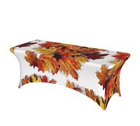 LMNGH Autumn Leaves Decorative Tablecloth Protector for Wedding, Banquet & Parties6FT Spandex Rectangle Tablecloths, Stretch Washable Table Cloth Wrinkle Free Patio Table Cover