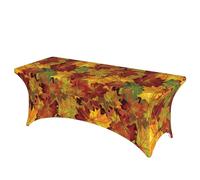 LMNGH Autumn Leaves Decorative Tablecloth Protector for Wedding, Banquet & Parties6FT Spandex Rectangle Tablecloths, Stretch Washable Table Cloth Wrinkle Free Patio Table Cover