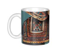 LMNGH Aztec Elephant Pattern Ceramic Coffee Mug 11oz Novelty Tea Cup With Handle Coffee Cup For Men Women Office Work