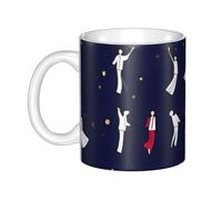 LMNGH Ballroom Dance Pattern Ceramic Coffee Mug 11oz Novelty Tea Cup With Handle Coffee Cup For Men Women Office Work