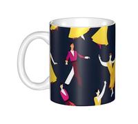 LMNGH Ballroom Dance Small Pattern Ceramic Coffee Mug 11oz Novelty Tea Cup With Handle Coffee Cup For Men Women Office Work
