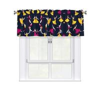 LMNGH Ballroom Dance Small Pattern Curtain Valance for Windows,Kitchen Window Curtains Blackout Drapes Window Treatments Decorative Rod Pocket Short Curtain for Living Room Bedroom,54" W x 18" L