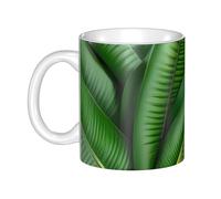 LMNGH Banana Leaf Green Ceramic Coffee Mug 11oz Novelty Tea Cup With Handle Coffee Cup For Men Women Office Work