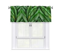LMNGH Banana Leaf Green Curtain Valance for Windows,Kitchen Window Curtains Blackout Drapes Window Treatments Decorative Rod Pocket Short Curtain for Living Room Bedroom,54" W x 18" L