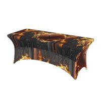 LMNGH Basketball in Fire Decorative Tablecloth Protector for Wedding, Banquet & Parties6FT Spandex Rectangle Tablecloths, Stretch Washable Table Cloth Wrinkle Free Patio Table Cover