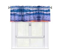 LMNGH Beach Sunset Ocean Waves Curtain Valance for Windows,Kitchen Window Curtains Blackout Drapes Window Treatments Decorative Rod Pocket Short Curtain for Living Room Bedroom,54" W x 18" L