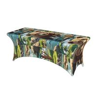 LMNGH Bear Crossing the River Cartoon Decorative Tablecloth Protector for Wedding, Banquet & Parties6FT Spandex Rectangle Tablecloths, Stretch Washable Table Cloth Wrinkle Free Patio Table Cover