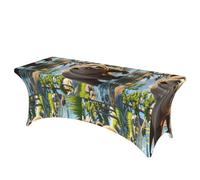 LMNGH Bear Crossing the River Decorative Tablecloth Protector for Wedding, Banquet & Parties6FT Spandex Rectangle Tablecloths, Stretch Washable Table Cloth Wrinkle Free Patio Table Cover