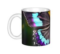 LMNGH Beautiful Colorful Butterflys Ceramic Coffee Mug 11oz Novelty Tea Cup With Handle Coffee Cup For Men Women Office Work