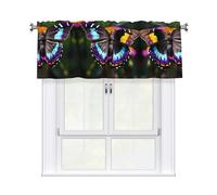 LMNGH Beautiful Colorful Butterflys Curtain Valance for Windows,Kitchen Window Curtains Blackout Drapes Window Treatments Decorative Rod Pocket Short Curtain for Living Room Bedroom,54" W x 18" L