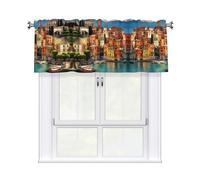 LMNGH Beautiful Italy Curtain Valance for Windows,Kitchen Window Curtains Blackout Drapes Window Treatments Decorative Rod Pocket Short Curtain for Living Room Bedroom,54" W x 18" L
