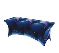 LMNGH Beautiful Jellyfish Decorative Tablecloth Protector for Wedding, Banquet & Parties6FT Spandex Rectangle Tablecloths, Stretch Washable Table Cloth Wrinkle Free Patio Table Cover