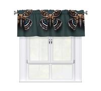 LMNGH Beautiful Moth Curtain Valance for Windows,Kitchen Window Curtains Blackout Drapes Window Treatments Decorative Rod Pocket Short Curtain for Living Room Bedroom,54" W x 18" L