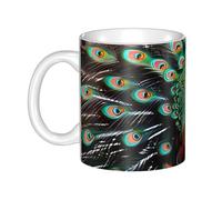 LMNGH Beautiful Peacock Ceramic Coffee Mug 11oz Novelty Tea Cup With Handle Coffee Cup For Men Women Office Work