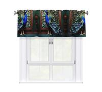 LMNGH Beautiful Peacock Picture Curtain Valance for Windows,Kitchen Window Curtains Blackout Drapes Window Treatments Decorative Rod Pocket Short Curtain for Living Room Bedroom,54" W x 18" L