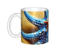 LMNGH Beautiful Starfish Ceramic Coffee Mug 11oz Novelty Tea Cup With Handle Coffee Cup For Men Women Office Work