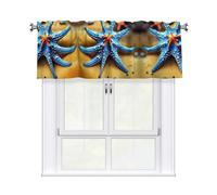 LMNGH Beautiful Starfish Curtain Valance for Windows,Kitchen Window Curtains Blackout Drapes Window Treatments Decorative Rod Pocket Short Curtain for Living Room Bedroom,54" W x 18" L