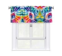 LMNGH Beautiful World Rainbow Tribe Curtain Valance for Windows,Kitchen Window Curtains Blackout Drapes Window Treatments Decorative Rod Pocket Short Curtain for Living Room Bedroom,54" W x 18" L