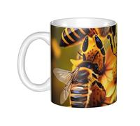 LMNGH Bee Flying 2 Ceramic Coffee Mug 11oz Novelty Tea Cup With Handle Coffee Cup For Men Women Office Work