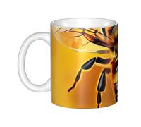 LMNGH Bee Flying 4 Ceramic Coffee Mug 11oz Novelty Tea Cup With Handle Coffee Cup For Men Women Office Work