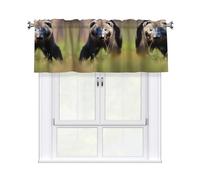 LMNGH Bee Flying 5 Curtain Valance for Windows,Kitchen Window Curtains Blackout Drapes Window Treatments Decorative Rod Pocket Short Curtain for Living Room Bedroom,54" W x 18" L