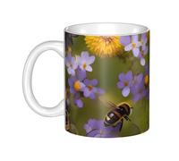 LMNGH Bee Flying Ceramic Coffee Mug 11oz Novelty Tea Cup With Handle Coffee Cup For Men Women Office Work