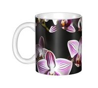 LMNGH Bell Orchid Pattern Ceramic Coffee Mug 11oz Novelty Tea Cup With Handle Coffee Cup For Men Women Office Work