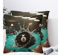 LMNGH Black 8 Billiard Plush Throw Pillow Covers 24"X24",Soft Cozy Couch Cushion Covers Decorative Pillow Cases for Holiday Home Bedroom Sofa Decors