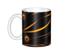 LMNGH Black And Gold Background Ceramic Coffee Mug 11oz Novelty Tea Cup With Handle Coffee Cup For Men Women Office Work
