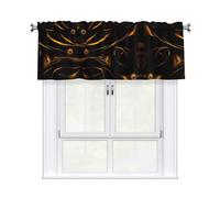 LMNGH Black and Gold Background Curtain Valance for Windows,Kitchen Window Curtains Blackout Drapes Window Treatments Decorative Rod Pocket Short Curtain for Living Room Bedroom,54" W x 18" L
