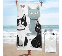 LMNGH Black and White Cats Bath Towel Super Absorbent Quick Dry Bathroom Towel Sand Free Microfiber Beach Towels for Bathroom, Gym, Spa and Hotel Towel 27.5"x55"
