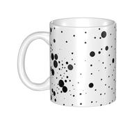 LMNGH Black And White Dot Ceramic Coffee Mug 11oz Novelty Tea Cup With Handle Coffee Cup For Men Women Office Work