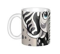 LMNGH Black And White Elephant Ceramic Coffee Mug 11oz Novelty Tea Cup With Handle Coffee Cup For Men Women Office Work