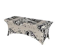 LMNGH Black and White Elephant Decorative Tablecloth Protector for Wedding, Banquet & Parties6FT Spandex Rectangle Tablecloths, Stretch Washable Table Cloth Wrinkle Free Patio Table Cover