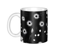LMNGH Black And White Floral Print Ceramic Coffee Mug 11oz Novelty Tea Cup With Handle Coffee Cup For Men Women Office Work