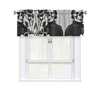 LMNGH Black and White Flowers and Skull Curtain Valance for Windows,Kitchen Window Curtains Blackout Drapes Window Treatments Decorative Rod Pocket Short Curtain for Living Room Bedroom,54" W x 18" L