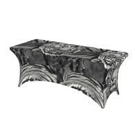 LMNGH Black and White Tiger Decorative Tablecloth Protector for Wedding, Banquet & Parties6FT Spandex Rectangle Tablecloths, Stretch Washable Table Cloth Wrinkle Free Patio Table Cover