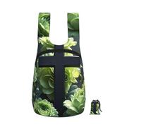 LMNGH Black cross among green flowers Backpack - Lightweight 16L Foldable Hiking Daypack Packable Back Pack Travel Bag Zipper