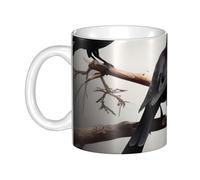 LMNGH Black Crow Birds On A Branch Ceramic Coffee Mug 11oz Novelty Tea Cup With Handle Coffee Cup For Men Women Office Work