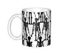 LMNGH Black Floral Skull Ceramic Coffee Mug 11oz Novelty Tea Cup With Handle Coffee Cup For Men Women Office Work